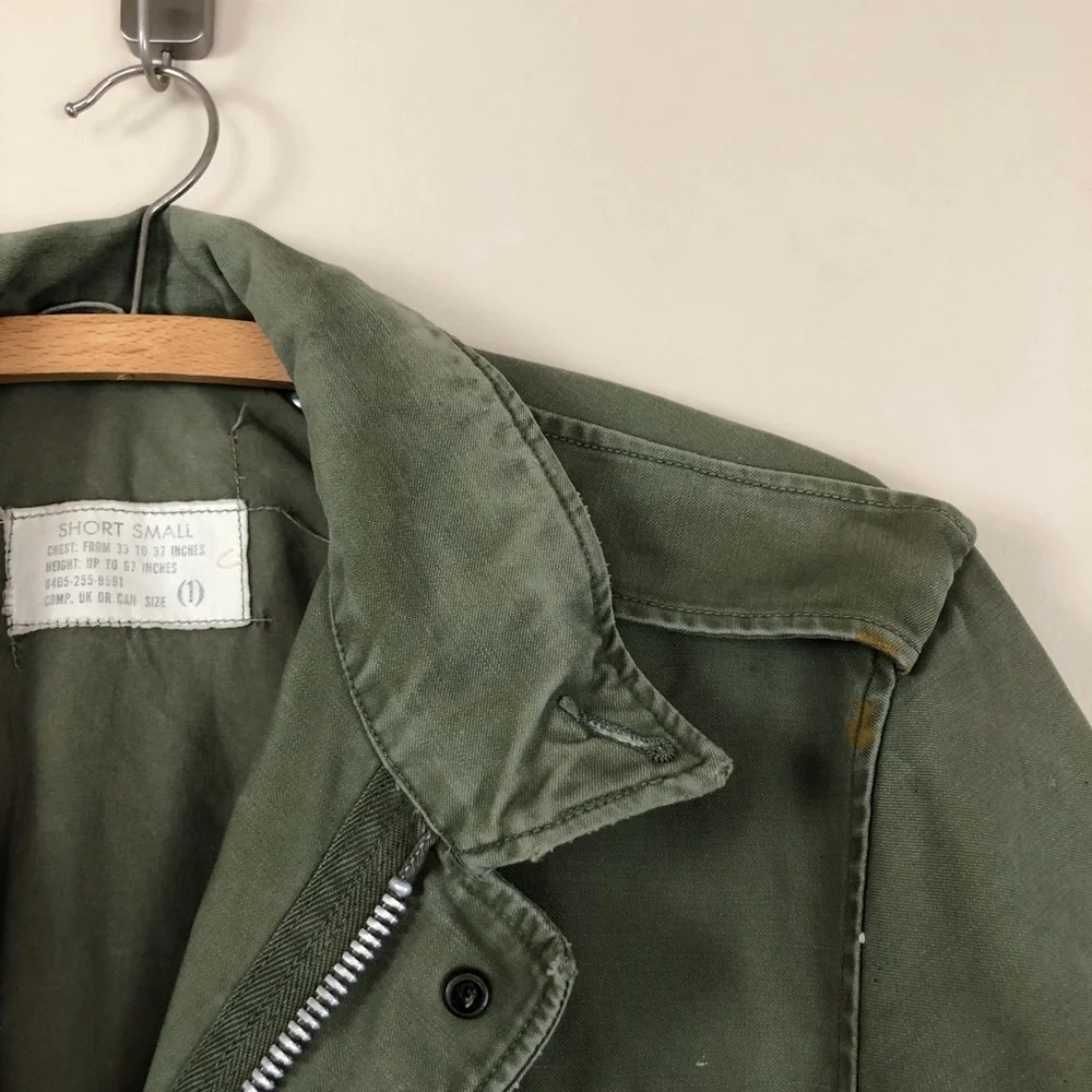 vintage rare army field jacket 90s distressed military ww2 vietnam hippie boho